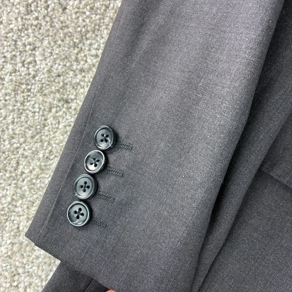 Baroni Couture 42R Charcoal Gray 100% Wool Super 150s Men's‎ Blazer Suit Jacket
